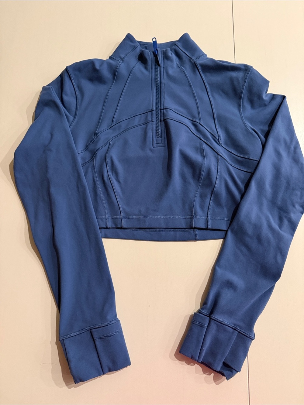 lululemon athletica Slate Blue Cropped Quarter-Zip Long Sleeve Top